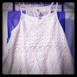 Beautees Cream Color Medium Girls Lace Tanktop